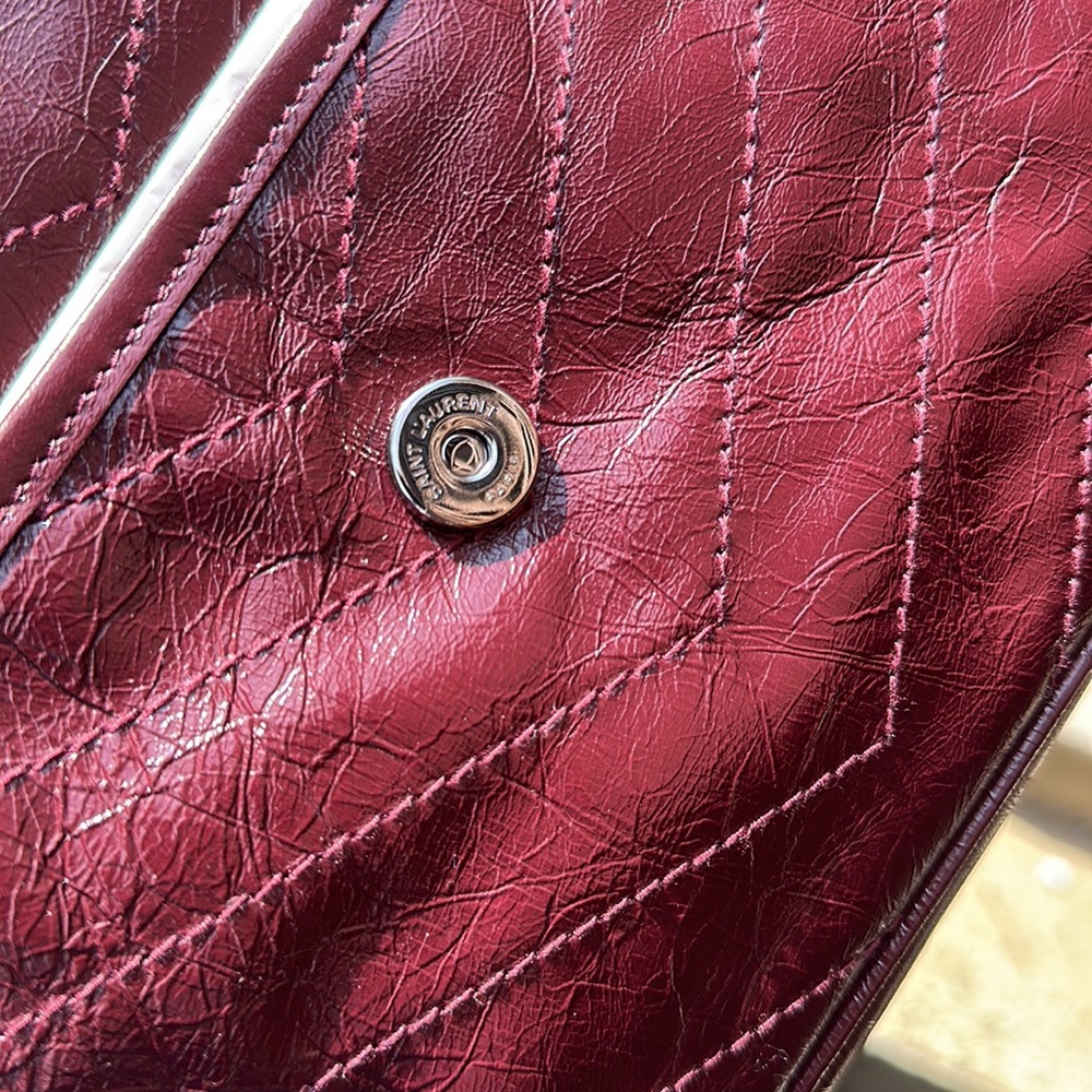 Ysl saint laurent Niki medium Crinkled leather Burgundy NO TRADE FIRM - Picture 7 of 17